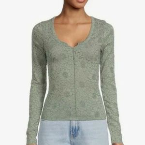 Intimately Free People Long Sleeve Floral Lace Top